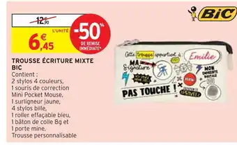 Intermarché Bic trousse écriture mixte offre