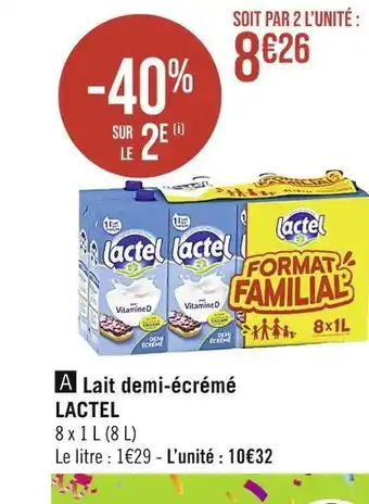 Casino Supermarchés Lactel lait demi-écrémé offre