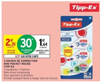 Intermarché Tipp-ex 3 souris de correction mini pocket mouse offre