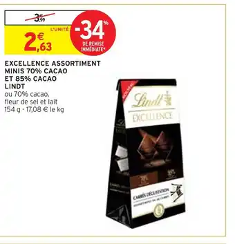 Intermarché Lindt excellence assortiment minis 70% cacao et 85% cacao offre