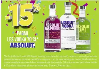 Absolut -15% parmi les vodka 70 cl absolut