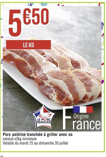 Casino Supermarchés Porc poitrine tranchée à griller avec os offre