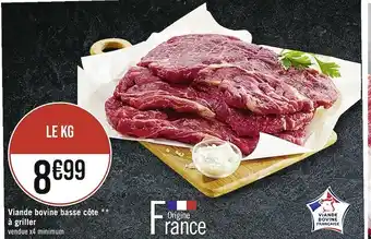 Viande bovine basse côte à griller