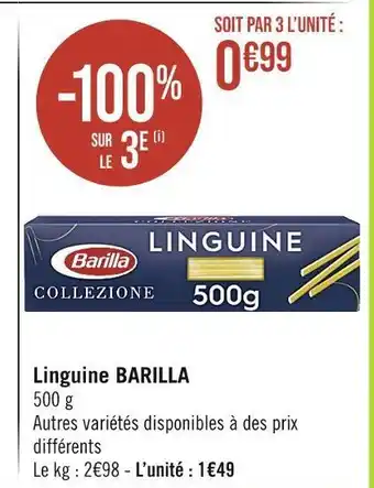 Casino Supermarchés Barilla linguine offre