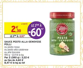 Intermarché Polli sauce pesto alla genovese offre