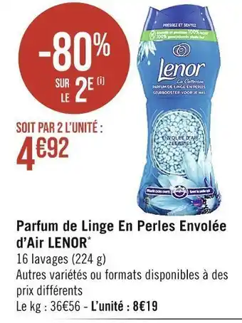 Casino Supermarchés Lenor parfum de linge en perles envolée d’air* offre