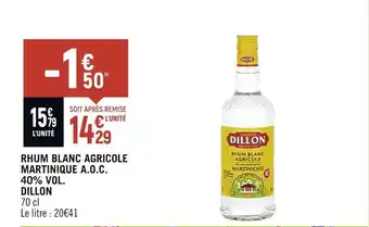 Petit Casino Maison dillon rhum blanc agricole martinique a.o.c. 40% vol. offre