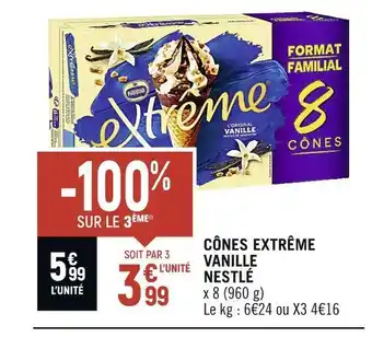 Spar Nestlé cônes extrême vanille offre