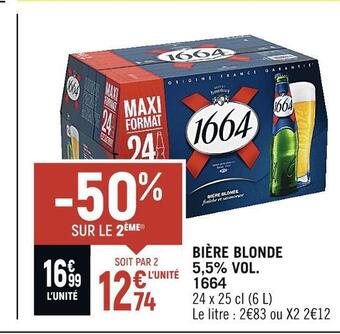 Spar 1664 bière blonde 5,5% vol. offre