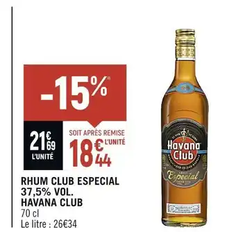 Spar Havana club rhum club especial 37,5% vol. offre