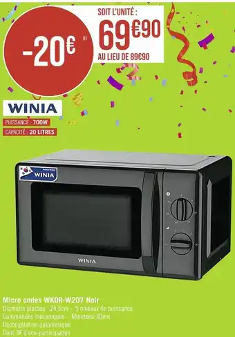 Winia micro ondes wkor-w207 noir