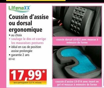 Norma Coussin d`assise ou dorsal ergonomique offre