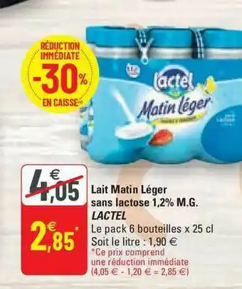G20 Lait Matin Léger Sans Lactose 1,2% M.g. Lactel offre