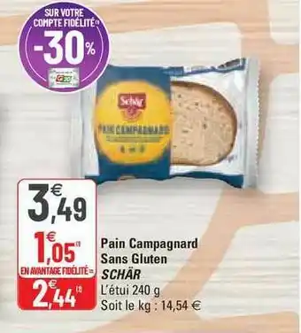 G20 Pain Campagnard Sans Gluten Schär offre
