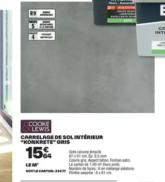 Brico Dépôt CARRELAGE DE SOL INTÉRIEUR "KONKRETE" GRIS offre