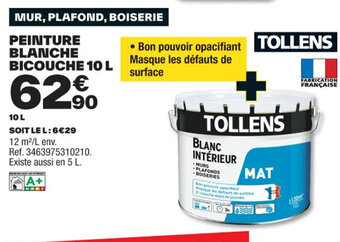 Brico Dépôt PEINTURE BLANCHE BICOUCHE 10 L offre