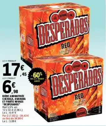 E.Leclerc BIÈRE AROMATISÉE CACHAÇA, GUARANA ET FRUITS ROUGES “DESPERADOS” offre