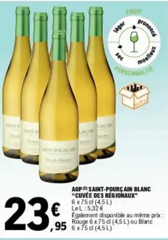 E.Leclerc AOP SAINT-POURÇAIN BLANC "CUVÉE DES RÉGIONAUX" offre