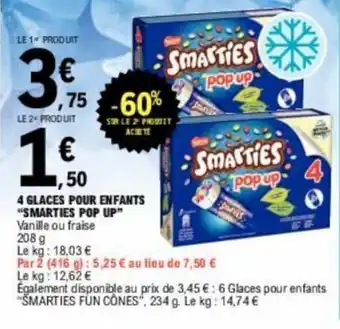 4 GLACES POUR ENFANTS "SMARTIES POP UP"