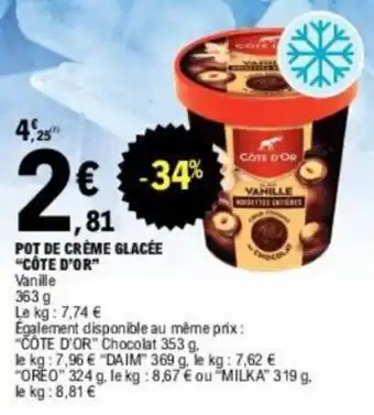 E.Leclerc POT DE CRÈME GLACÉE "COTE D'OR" offre