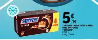 E.Leclerc 18 BARRES CHOCOLATÉES GLACÉES DONT 4 OFFERTES "SNICKERS" offre