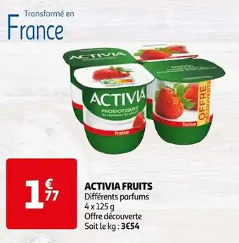 Auchan ACTIVIA FRUITS Différents parfums 4x 125 g offre