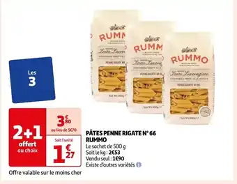 Auchan PÂTES PENNE RIGATE N°66 RUMMO offre
