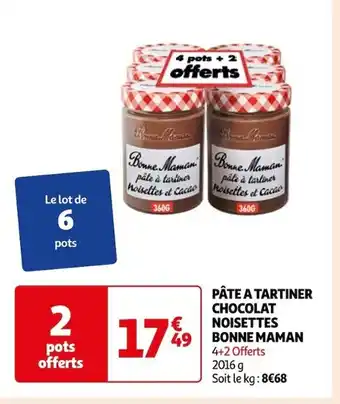 Auchan PÂTE A TARTINER CHOCOLAT NOISETTES BONNE MAMAN 4+2 Offerts offre