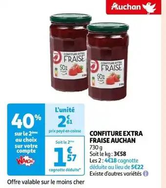 Auchan CONFITURE EXTRA FRAISE AUCHAN offre
