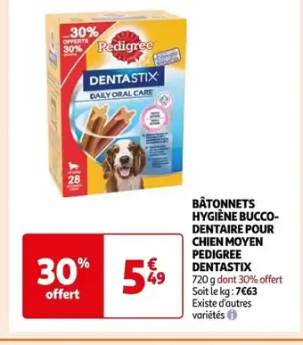 BÂTONNETS HYGIÈNE BUCCO- DENTAIRE POUR CHIEN MOYEN PEDIGREE DENTASTIX