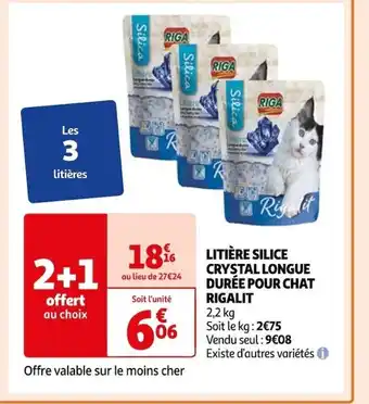 Auchan LITIÈRE SILICE CRYSTAL LONGUE DURÉE POUR CHAT RIGALIT offre