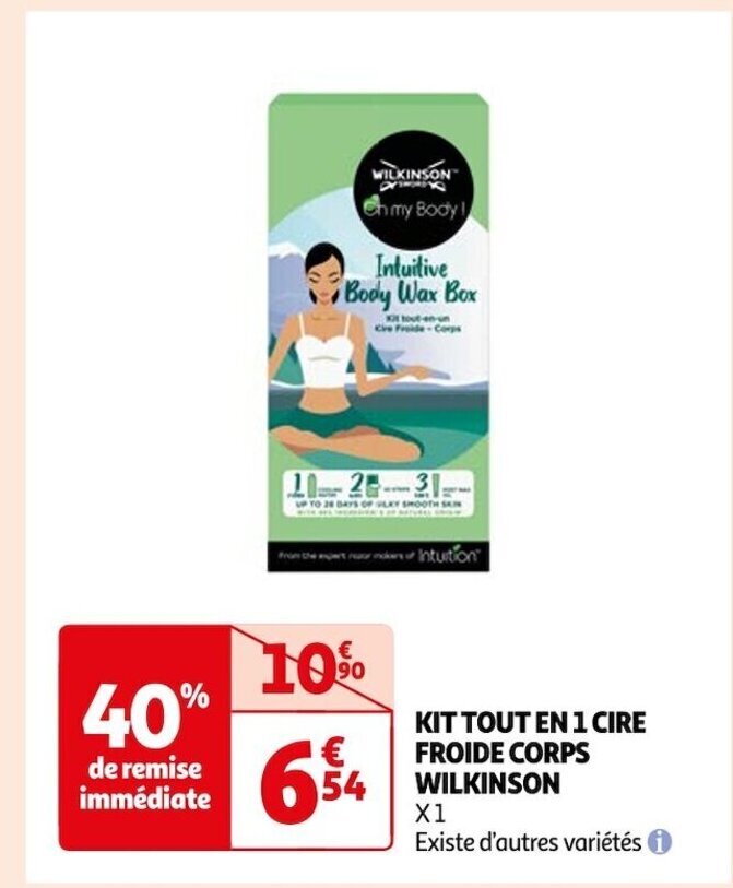 Promo KIT TOUT EN 1 CIRE FROIDE CORPS WILKINSON chez Auchan