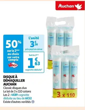 Auchan DISQUE À DÉMAQUILLER AUCHAN offre