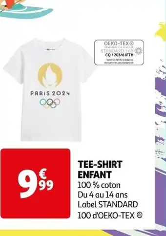 Auchan TEE-SHIRT ENFANT 100% coton Du 4 au 14 ans Label STANDARD 100 d'OEKO-TEX® offre