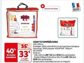 Auchan COUETTE TEMPÉRÉE DODO offre