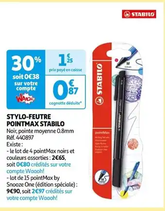 Auchan STYLO-FEUTRE POINTMAX STABILO offre