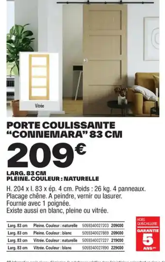 Brico Dépôt PORTE COULISSANTE "CONNEMARA" 83 CM offre