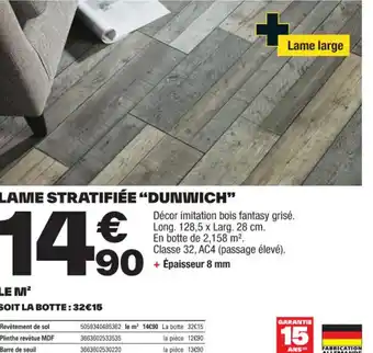 Brico Dépôt LAME STRATIFIÉE “DUNWICH" offre