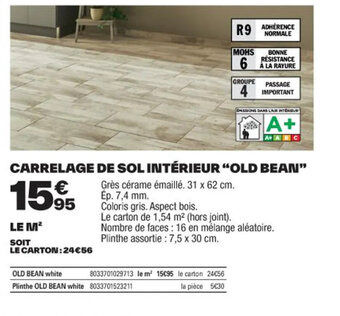 Brico Dépôt CARRELAGE DE SOL INTÉRIEUR "OLD BEAN" offre