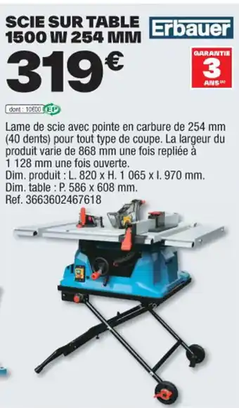Brico Dépôt SCIE SUR TABLE 1500 W 254 MM offre