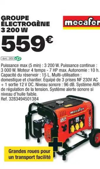 GROUPE ÉLECTROGÈNE 3 200 W