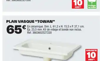 Brico Dépôt PLAN VASQUE "TOWAN" offre