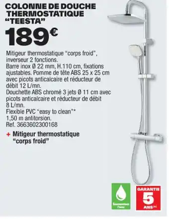 Brico Dépôt COLONNE DE DOUCHE THERMOSTATIQUE offre