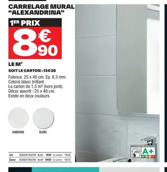 Brico Dépôt CARRELAGE MURAL "ALEXANDRINA" offre