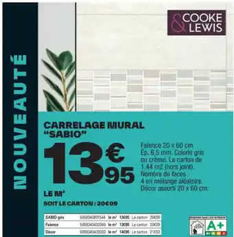 Brico Dépôt CARRELAGE MURAL "SABIO" offre