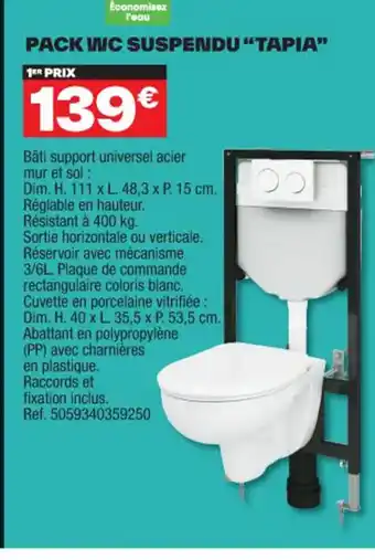 Brico Dépôt PACK WC SUSPENDU "TAPIA" offre