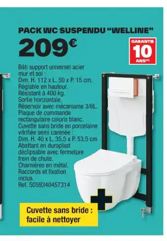 Brico Dépôt PACK WC SUSPENDU "WELLINE" offre
