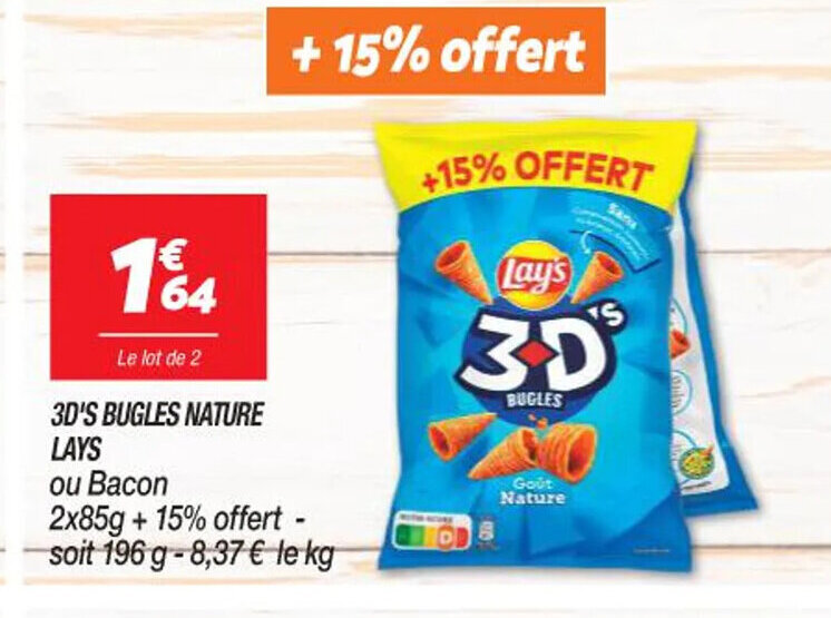 Promo 3D'S BUGLES NATURE LAYS chez Netto