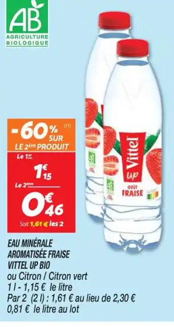 Netto EAU MINÉRALE AROMATISÉE FRAISE VITTEL UP BIO offre