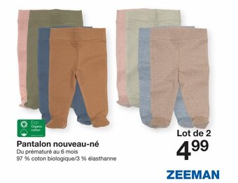 Zeeman Pantalon nouveau-né Du prématuré au 6 mois 97% coton biologique/3 % élasthanne offre